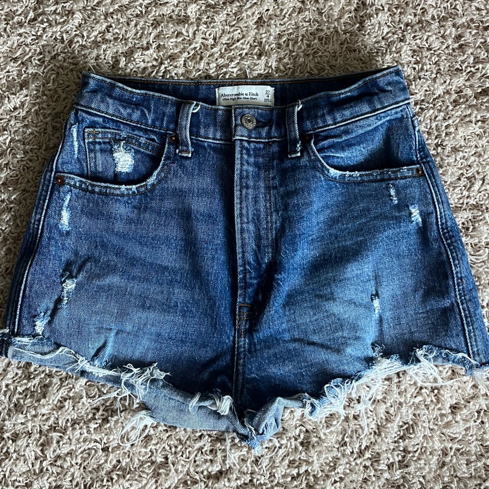 Abercrombie & Fitch Blue Jean Shorts ultra high rise 2 inch inseam 4/27